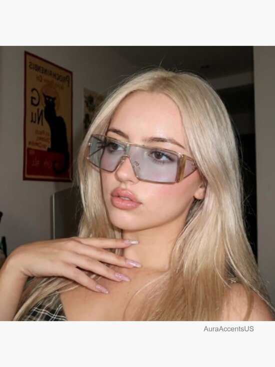 Vintage Y2K Rectangular Wrap Around Sunglasses Non-Polarized Metal Frame